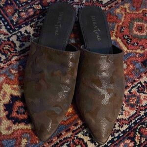Diba True suede camo mules